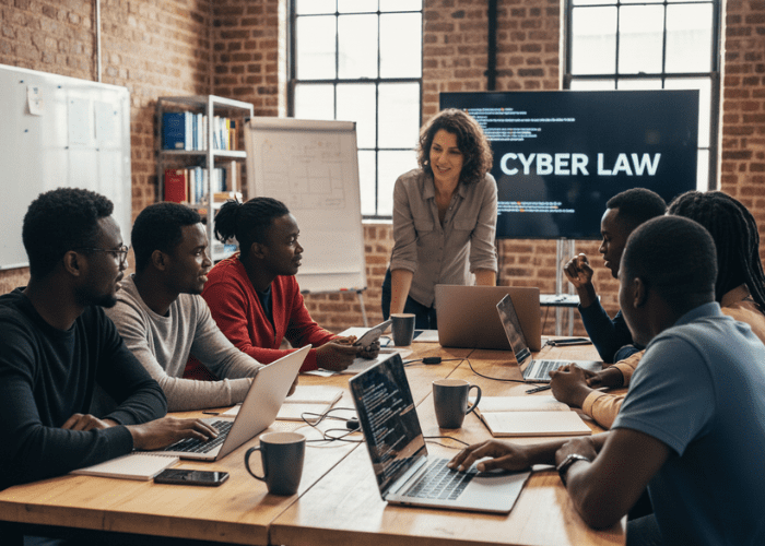 African students learning about cyber laws and online safety in a real-life, hands-on workshop at DCA Academy